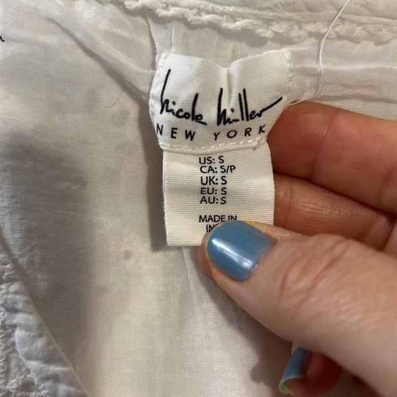 Nicole Miller New York Cotton Eyelet White Sleeveless A line Dress size small - Picture 9 of 10
